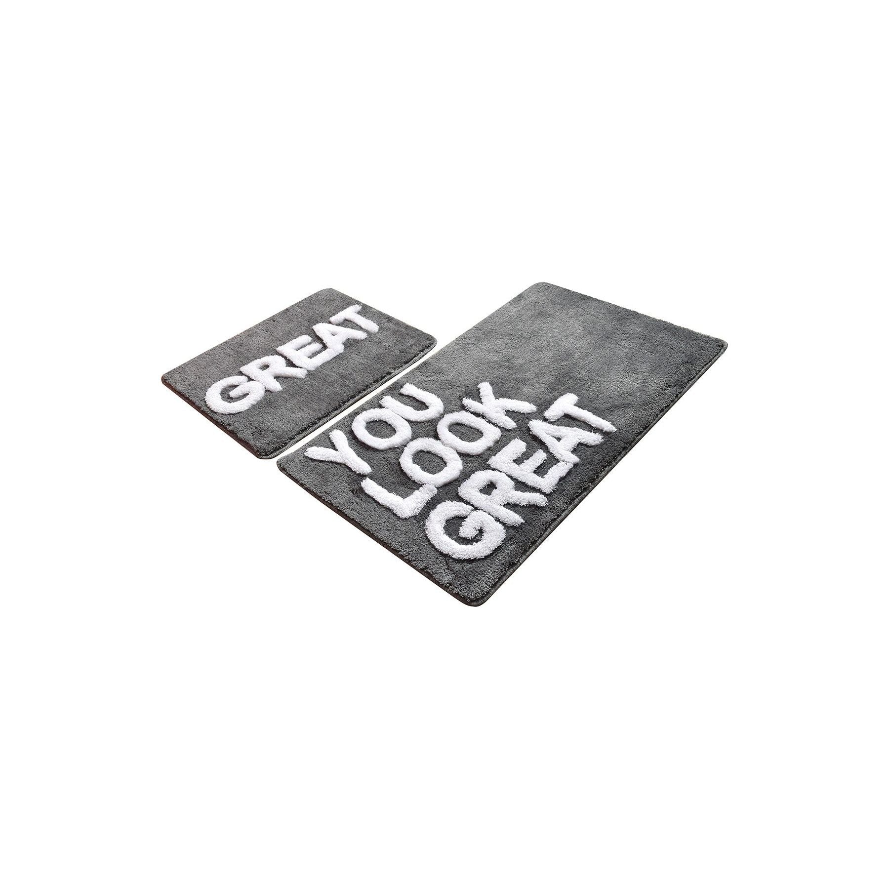 Set 2 covorase GREAT, forma dreptunghiulara, gri, acril
