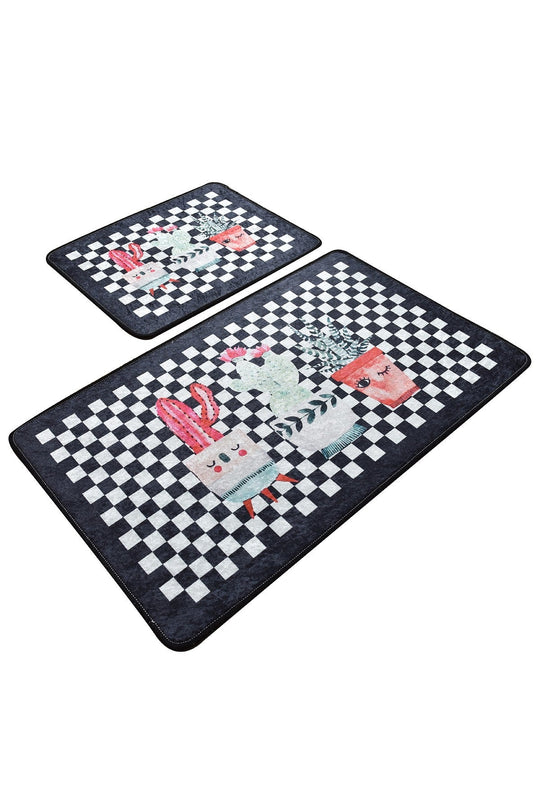 Set 2 covorase baie HAPPY HOUSE, forma dreptunghiulara, poliester, multicolor