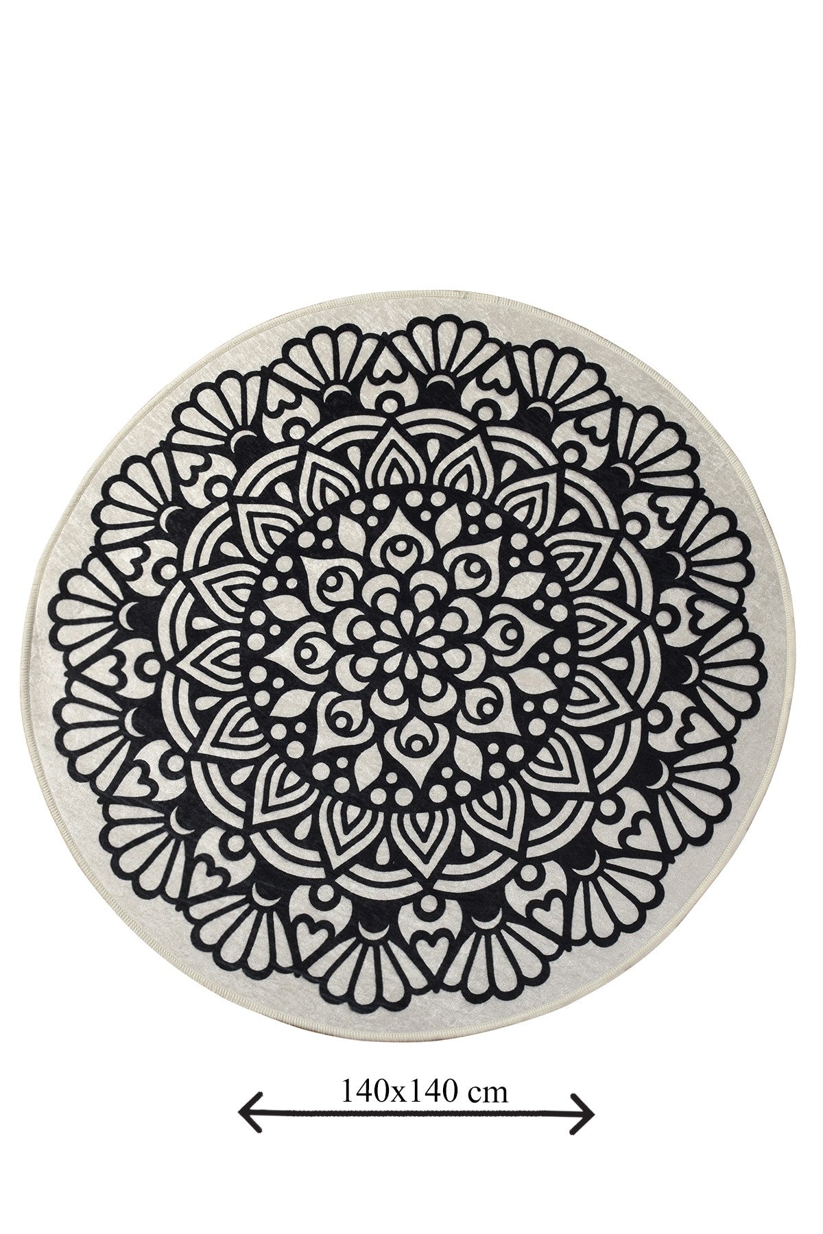 Covoras baie KOZZY, 140x140 cm, forma rotunda, poliester, negru