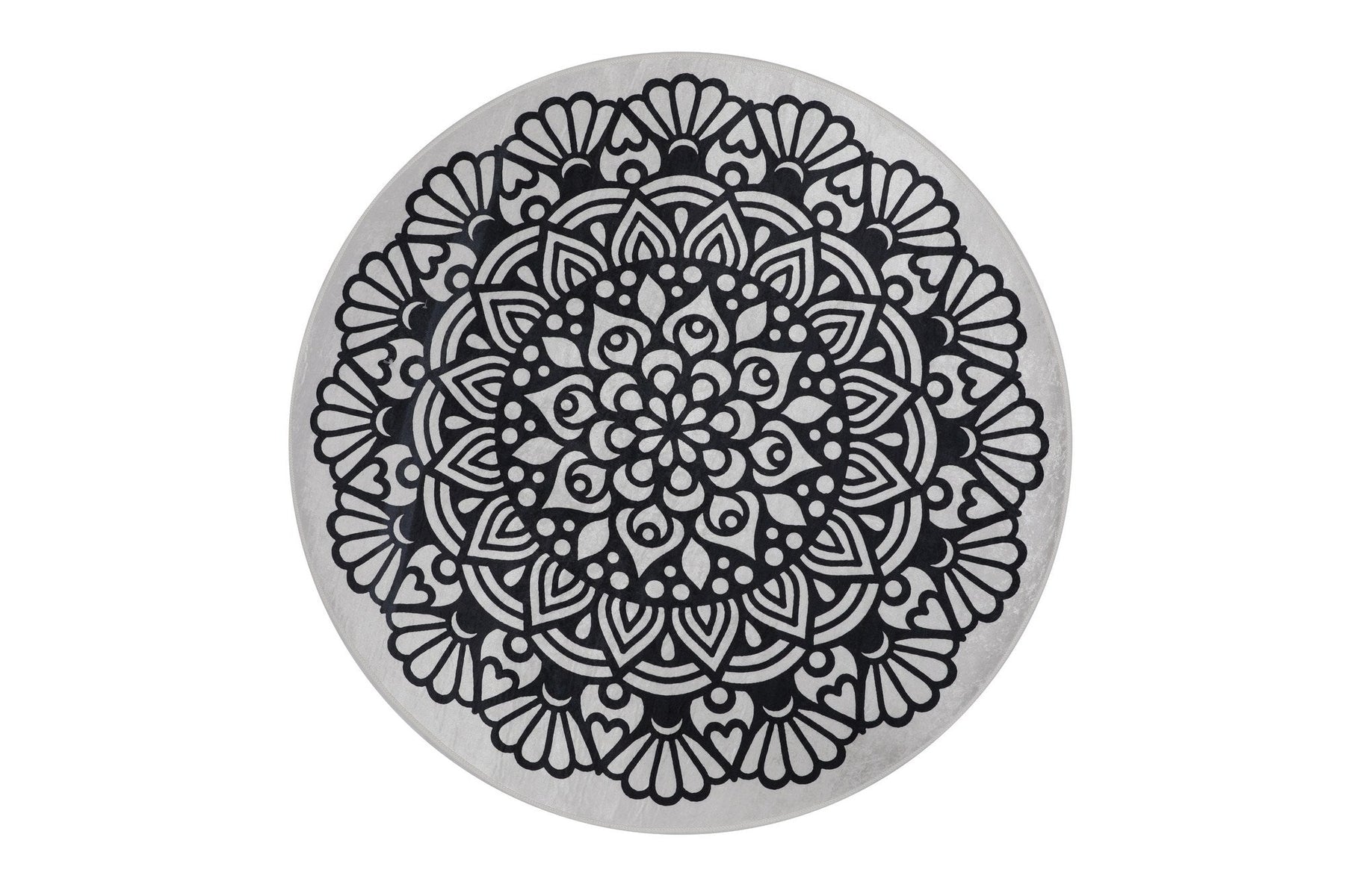 Covoras baie KOZZY, 140x140 cm, forma rotunda, poliester, negru