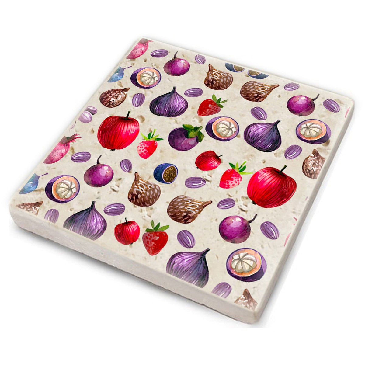 Set 4 suporturi pahare TAB11183954, multicolor, piatra naturala, 10x1 cm