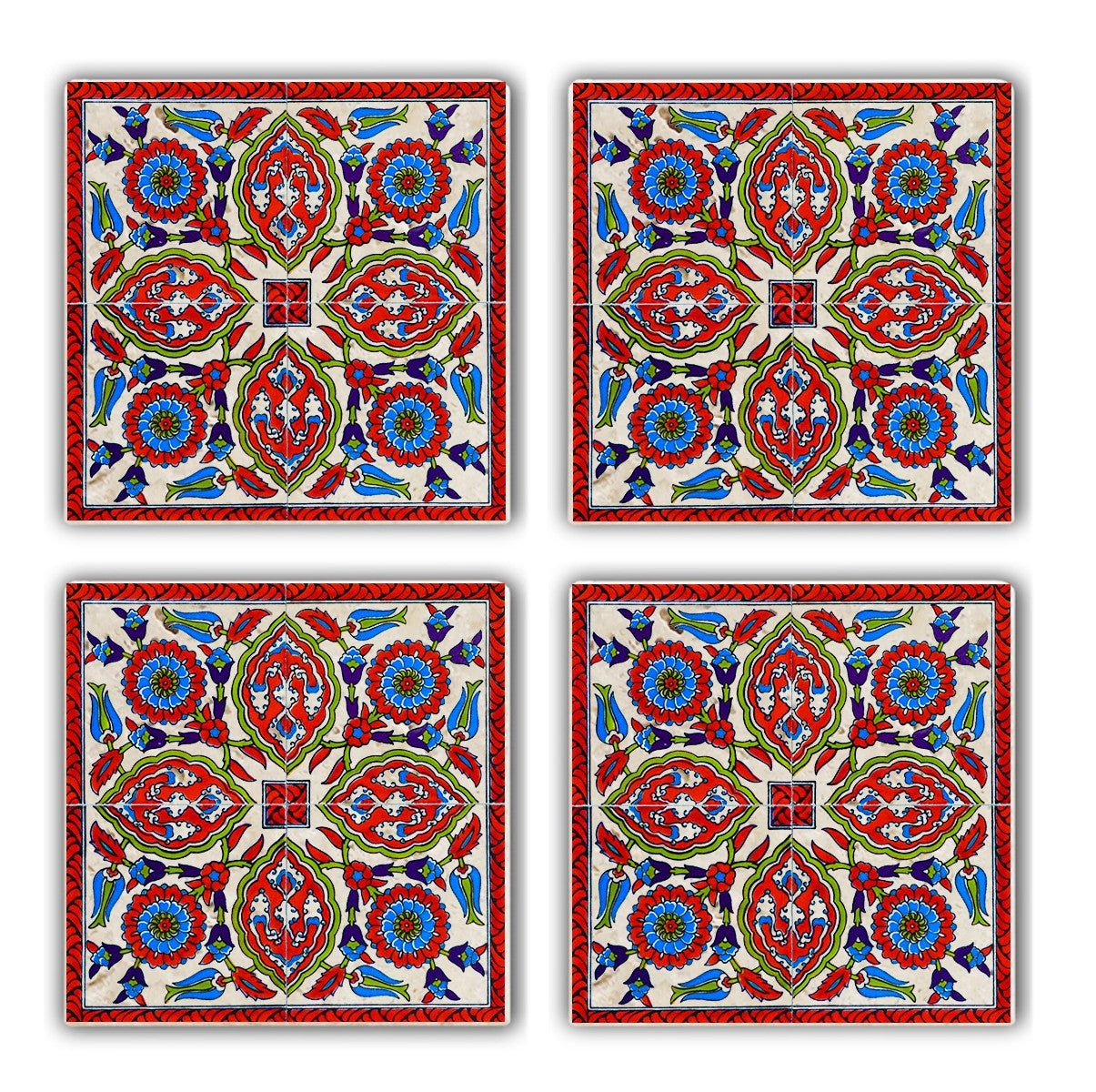 Set 4 suporturi pahare TAB218511654, multicolor, piatra naturala, 10x1 cm