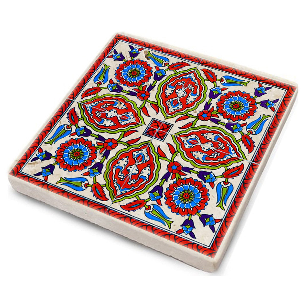Set 4 suporturi pahare TAB218511654, multicolor, piatra naturala, 10x1 cm