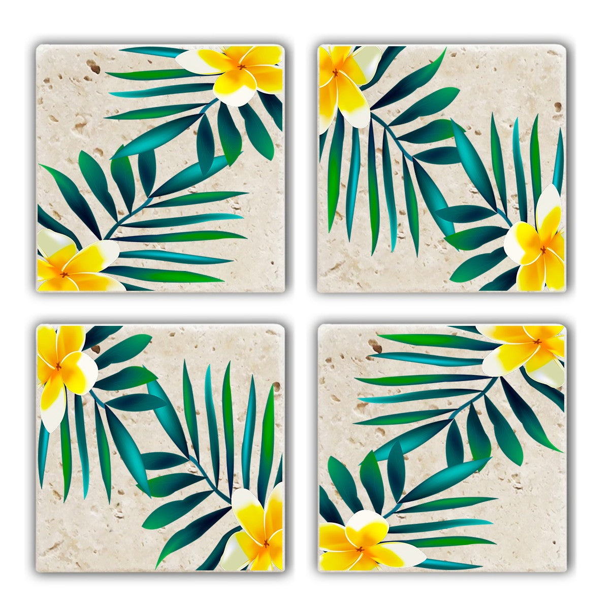 Set 4 suporturi pahare TBA5718824, multicolor, piatra naturala, 10x1 cm