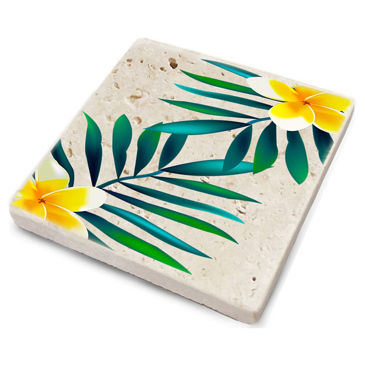 Set 4 suporturi pahare TBA5718824, multicolor, piatra naturala, 10x1 cm