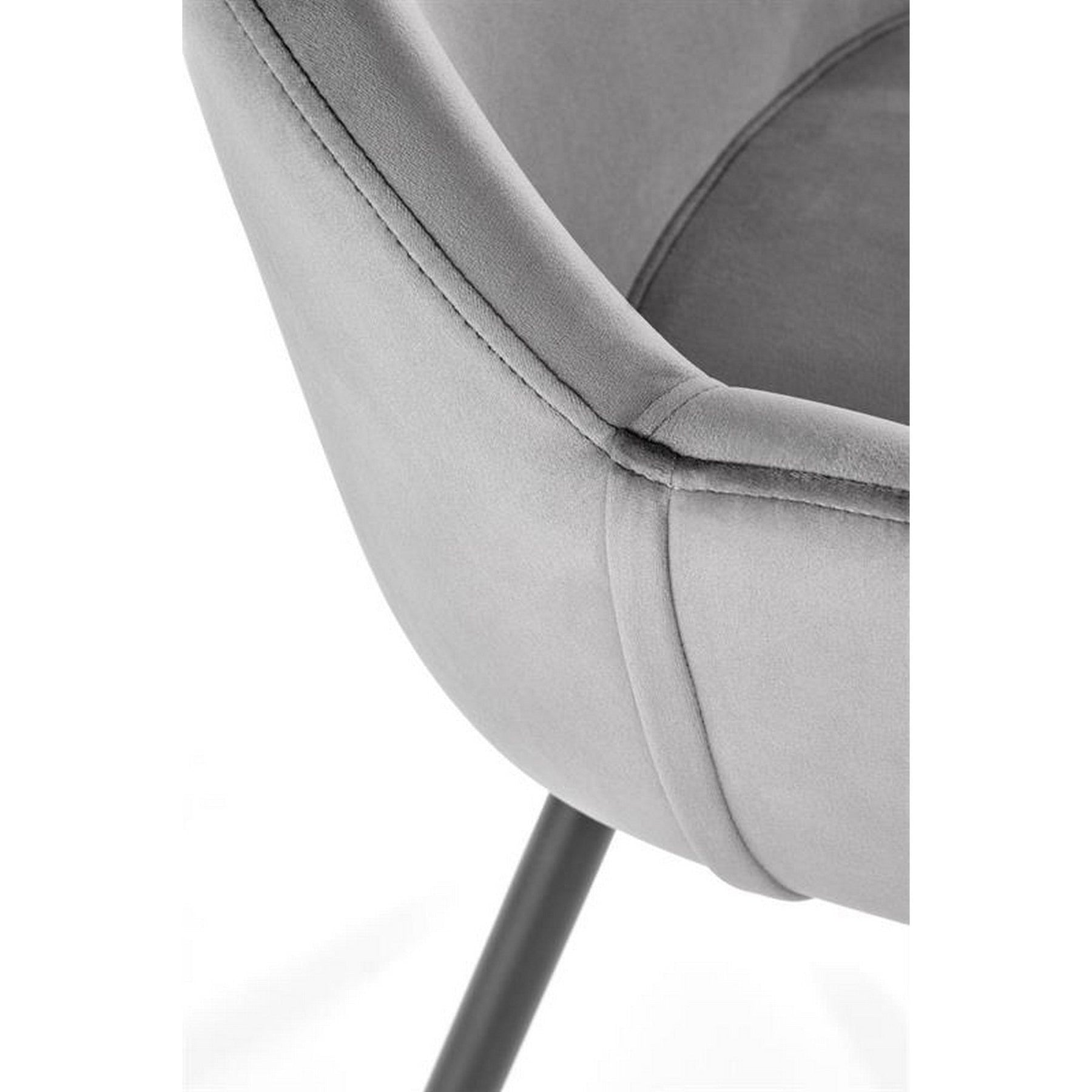 Scaun K480, stofa catifelata gri, 59x59x79 cm