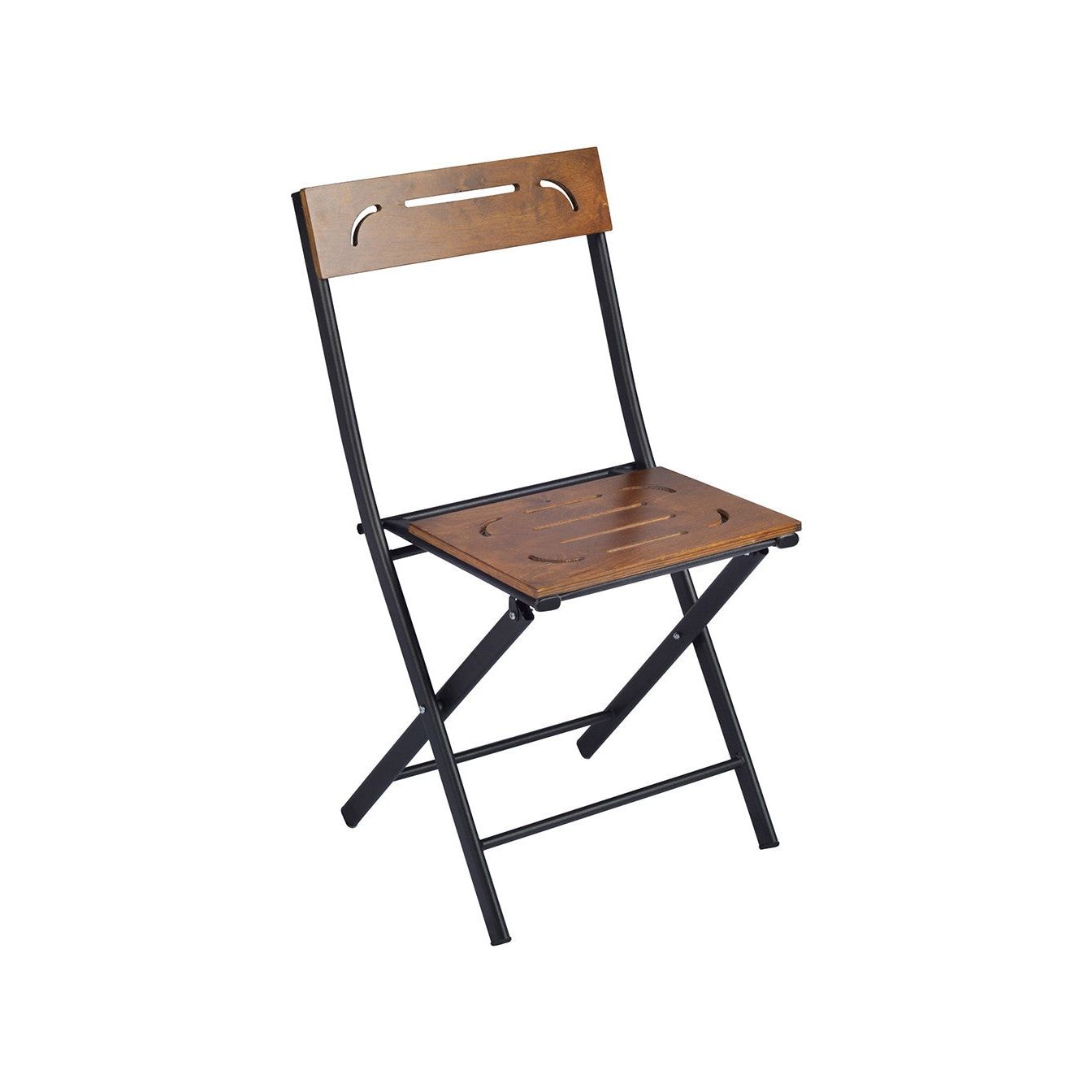 Set masa si scaune 379VLV1503, metal, nuc/negru, 60x73x60 cm