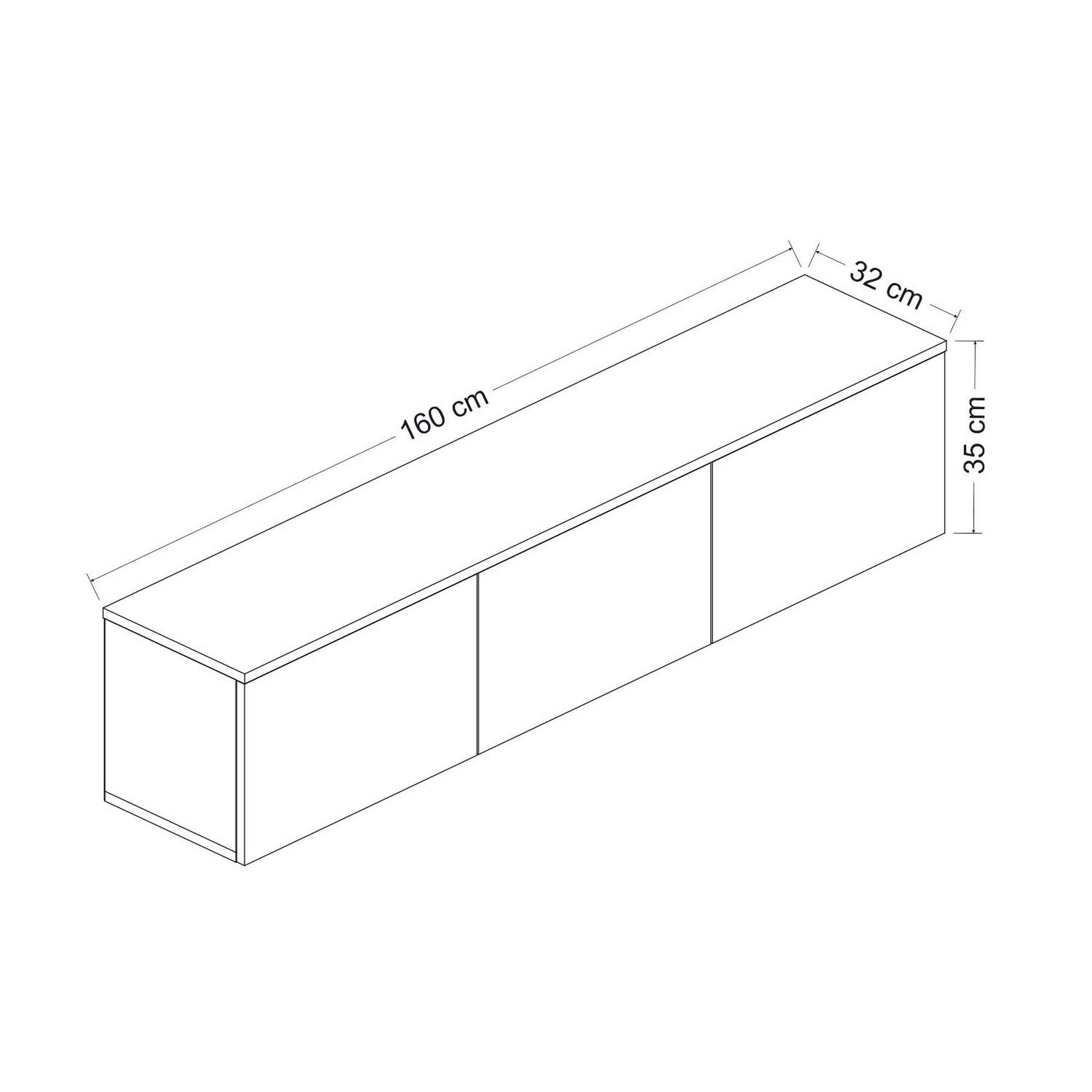 Comoda TV NEON, alb/stejar, PAL melaminat, cu iluminare LED, 160x32x35 cm