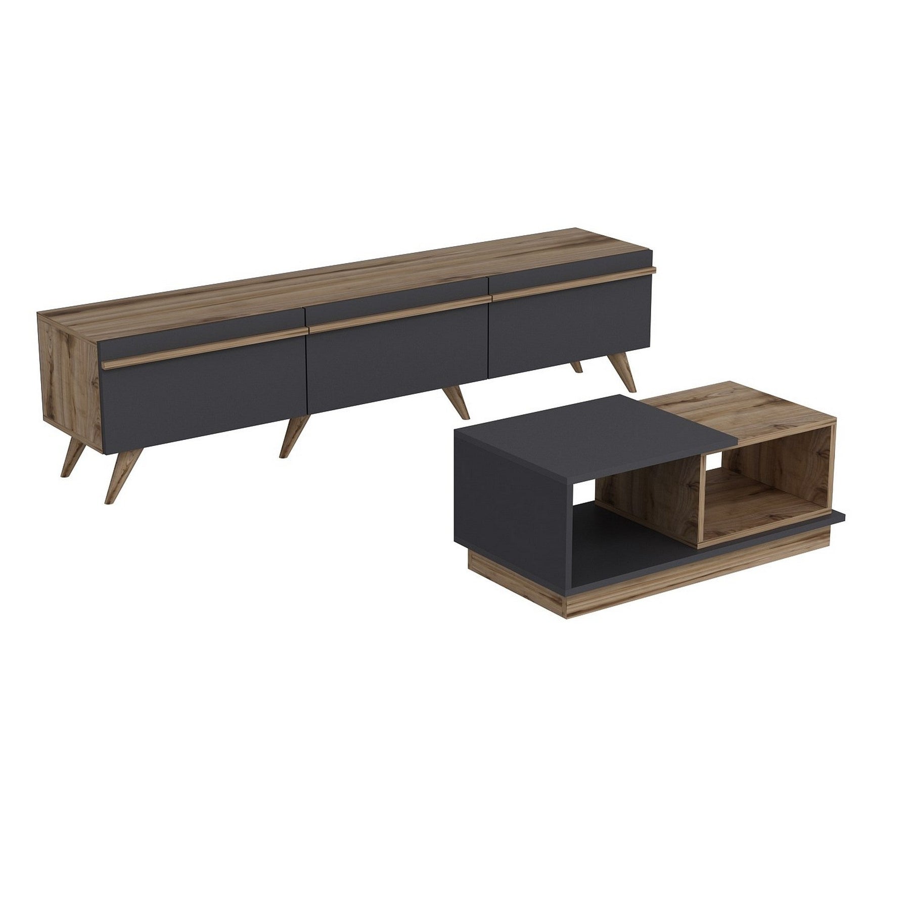 Set comoda si masuta AMSTERDAM, nuc/gri antracit, PAL melaminat