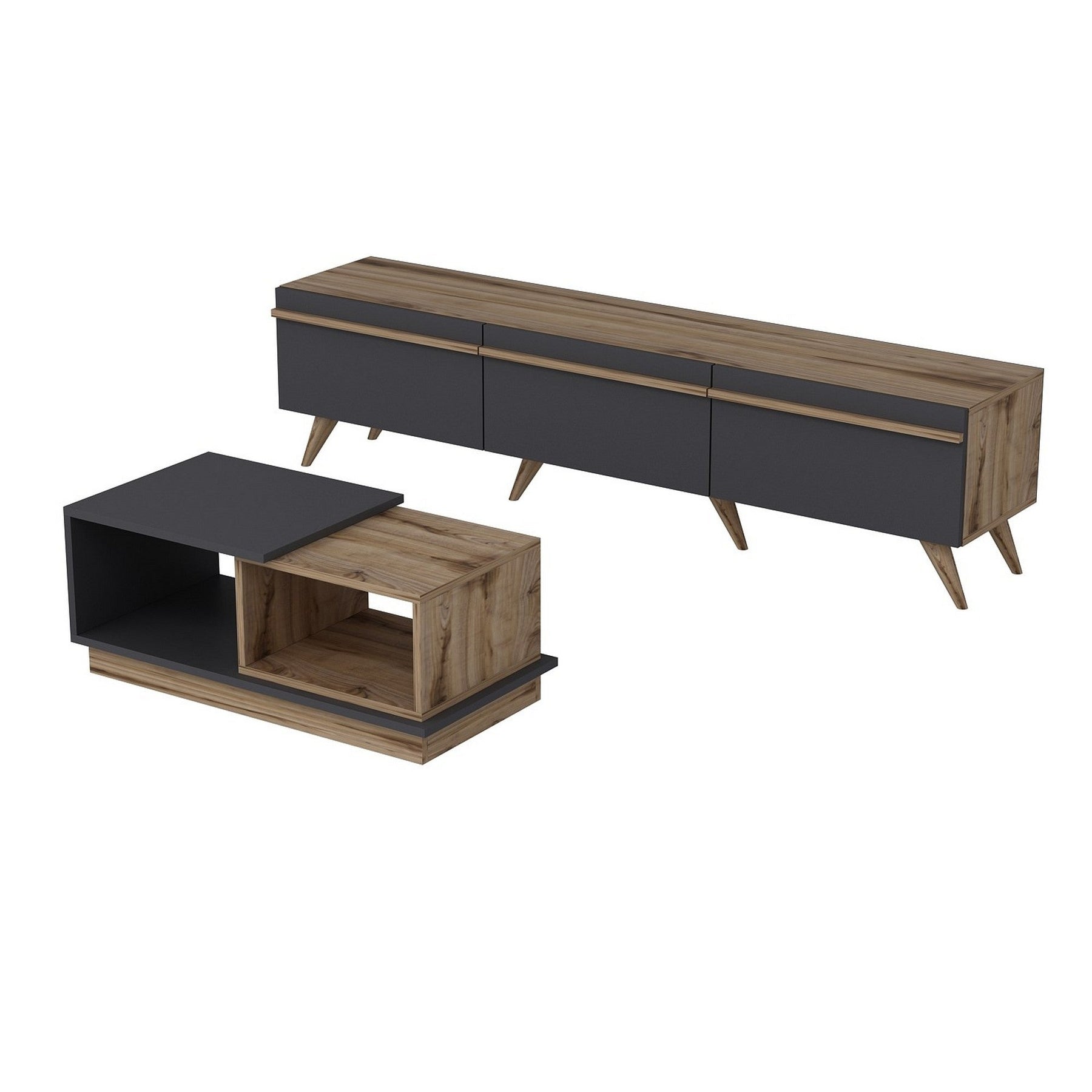 Set comoda si masuta AMSTERDAM, nuc/gri antracit, PAL melaminat