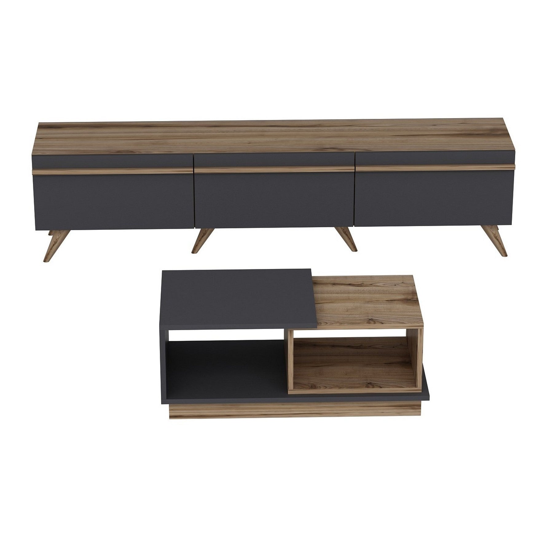 Set comoda si masuta AMSTERDAM, nuc/gri antracit, PAL melaminat