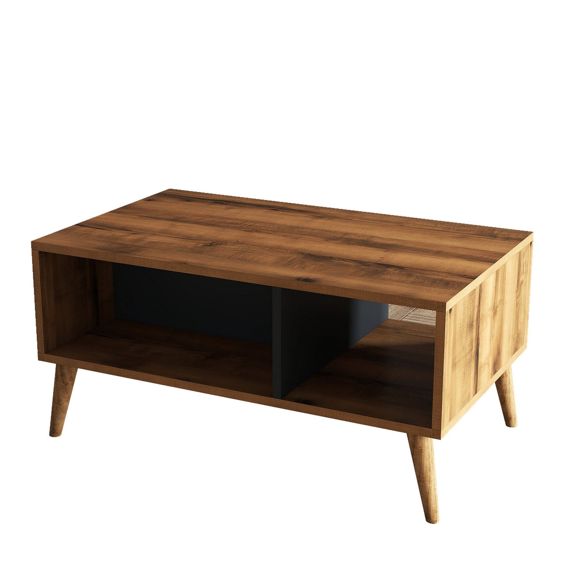 Set mobila living 389MZA2119, 3 piese, nuc/gri antracit, PAL melaminat