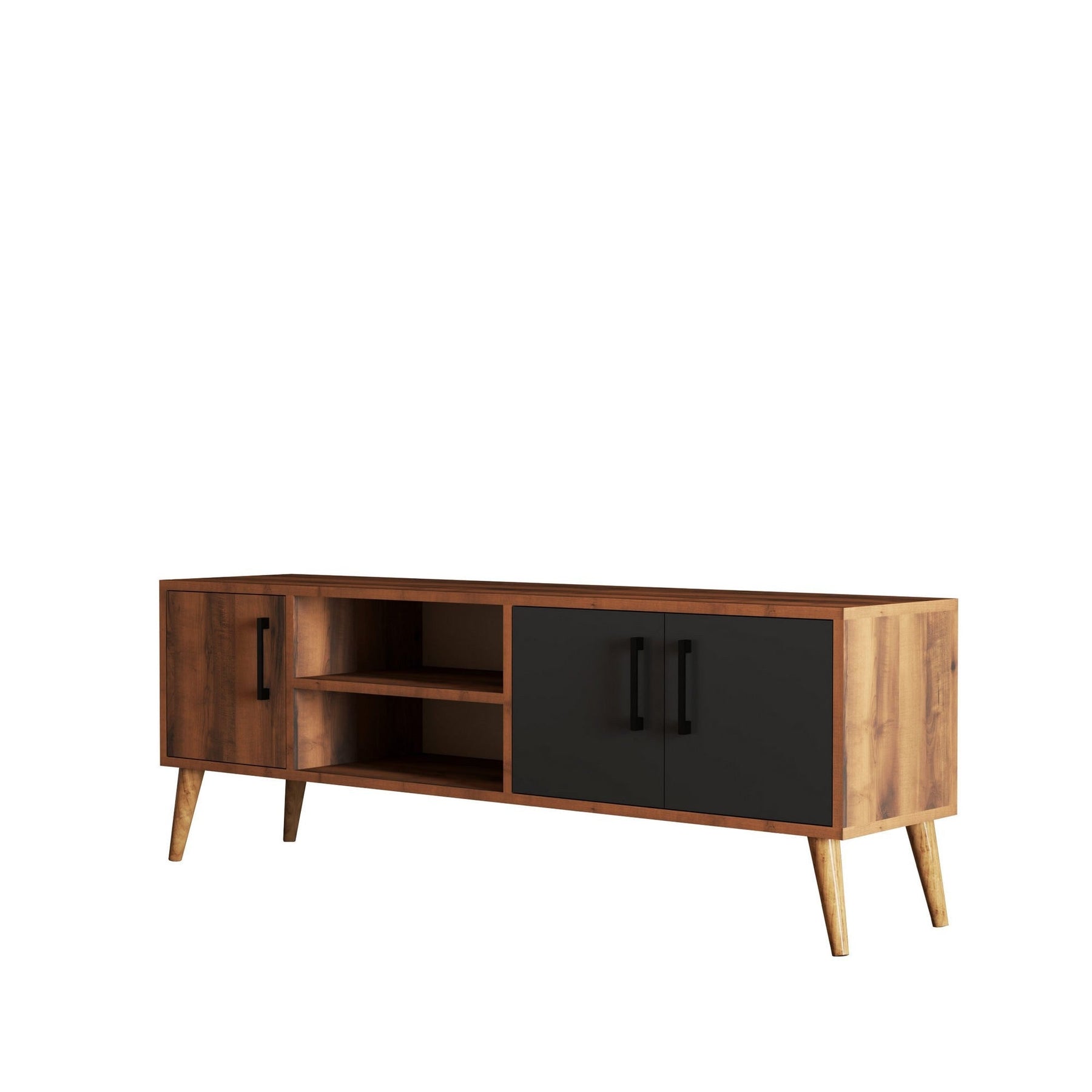 Set mobila living 389MZA2119, 3 piese, nuc/gri antracit, PAL melaminat