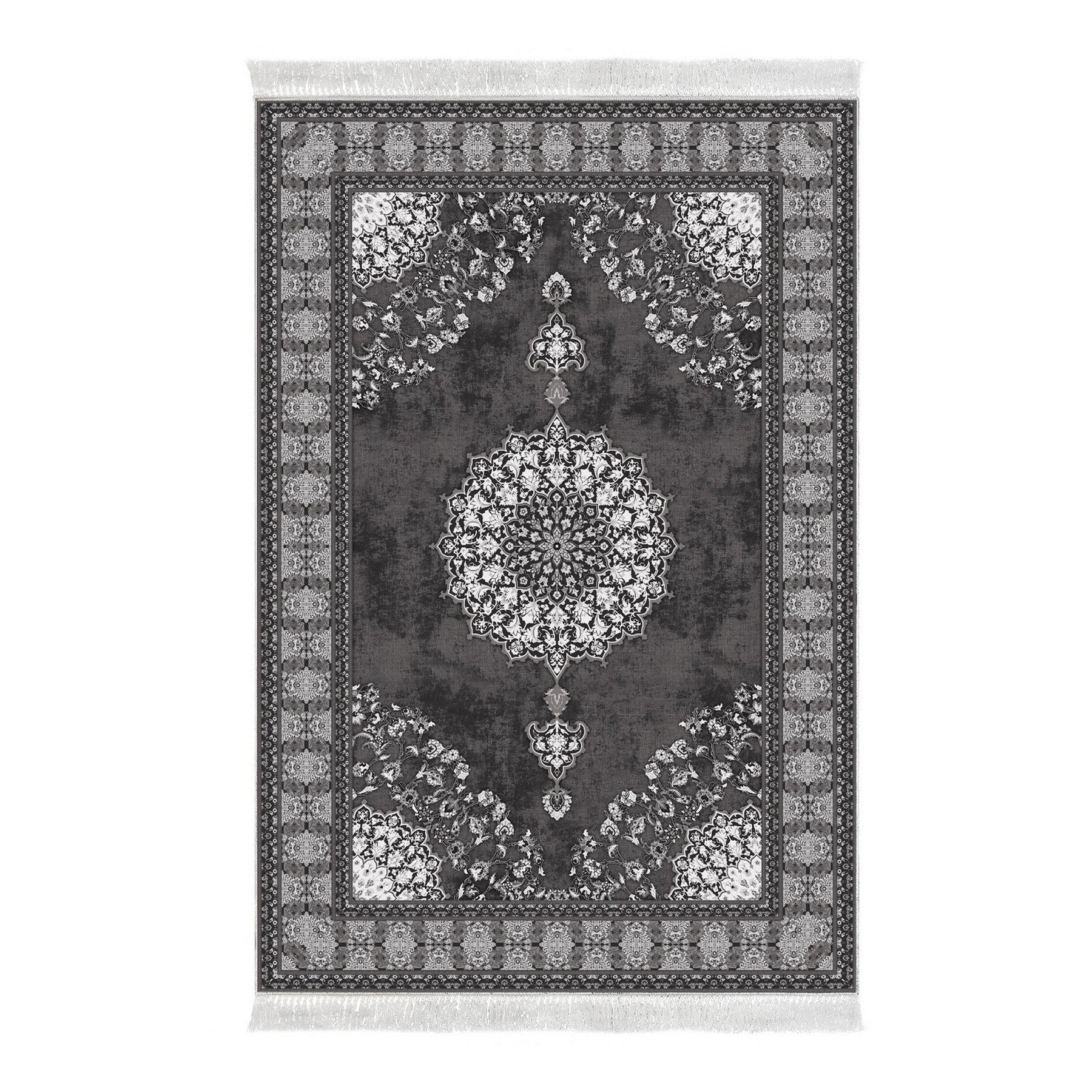 Covor ALN900615GR02, 80x150 cm, forma dreptunghiulara, poliester, gri