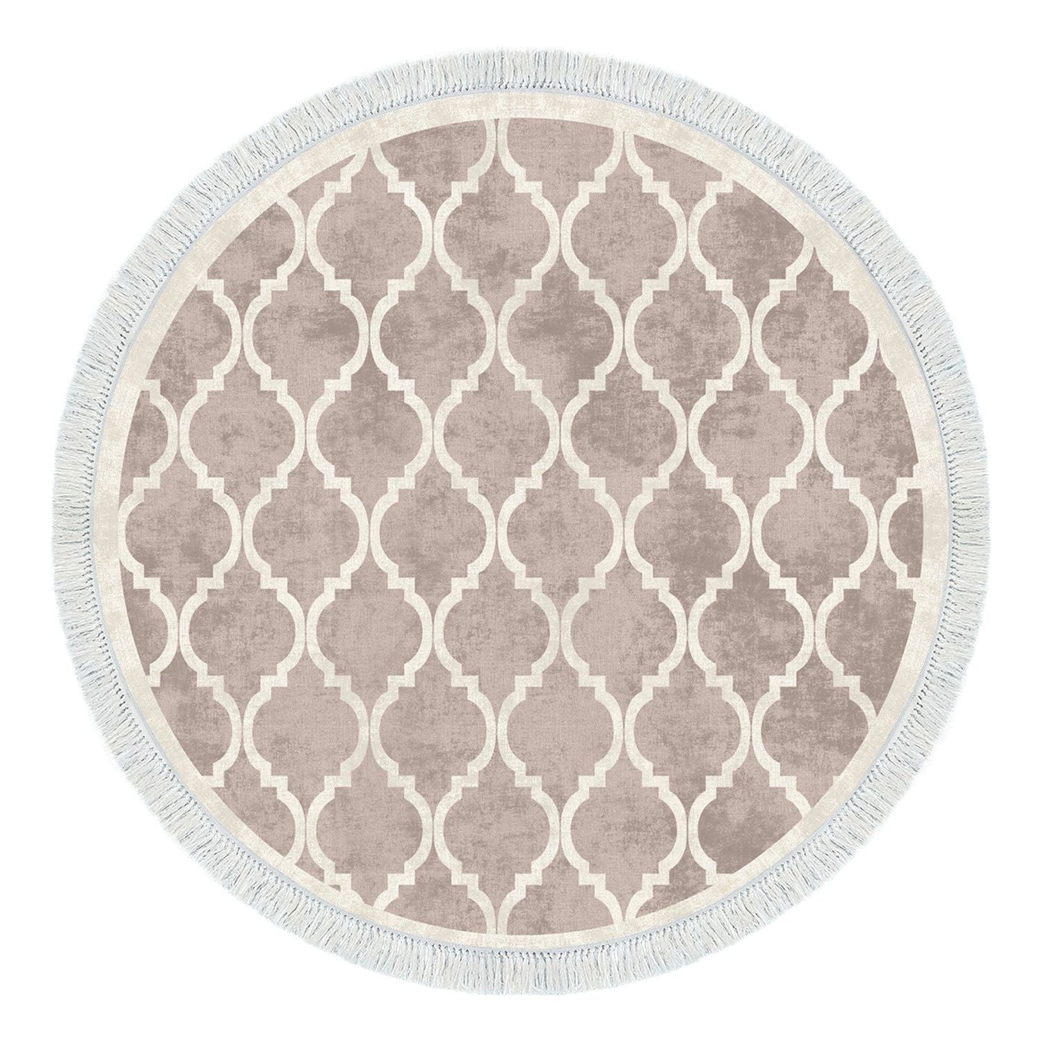 Covor, 100x100, forma rotunda, poliester 100%, crem/maro, ALN400601KR17
