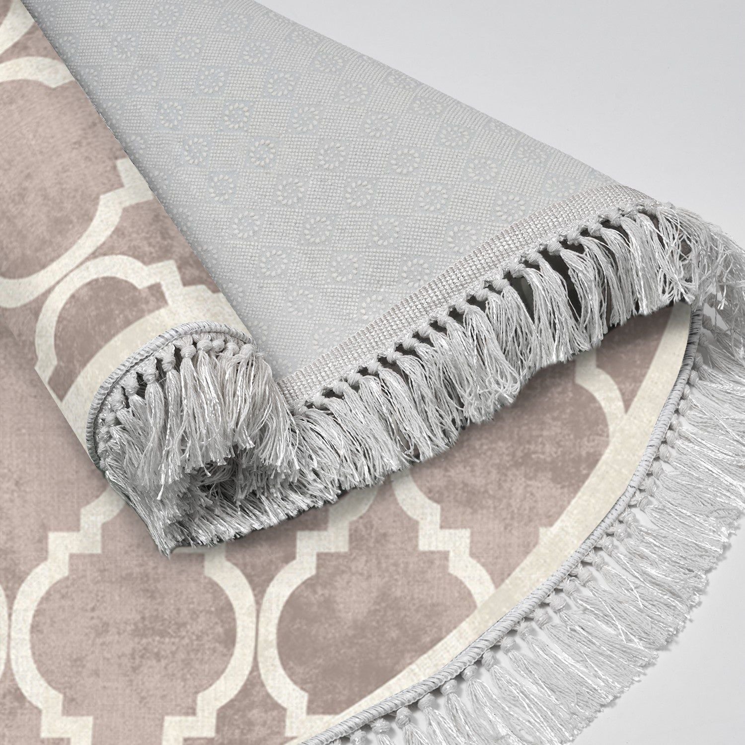 Covor, 100x100, forma rotunda, poliester 100%, crem/maro, ALN400601KR17
