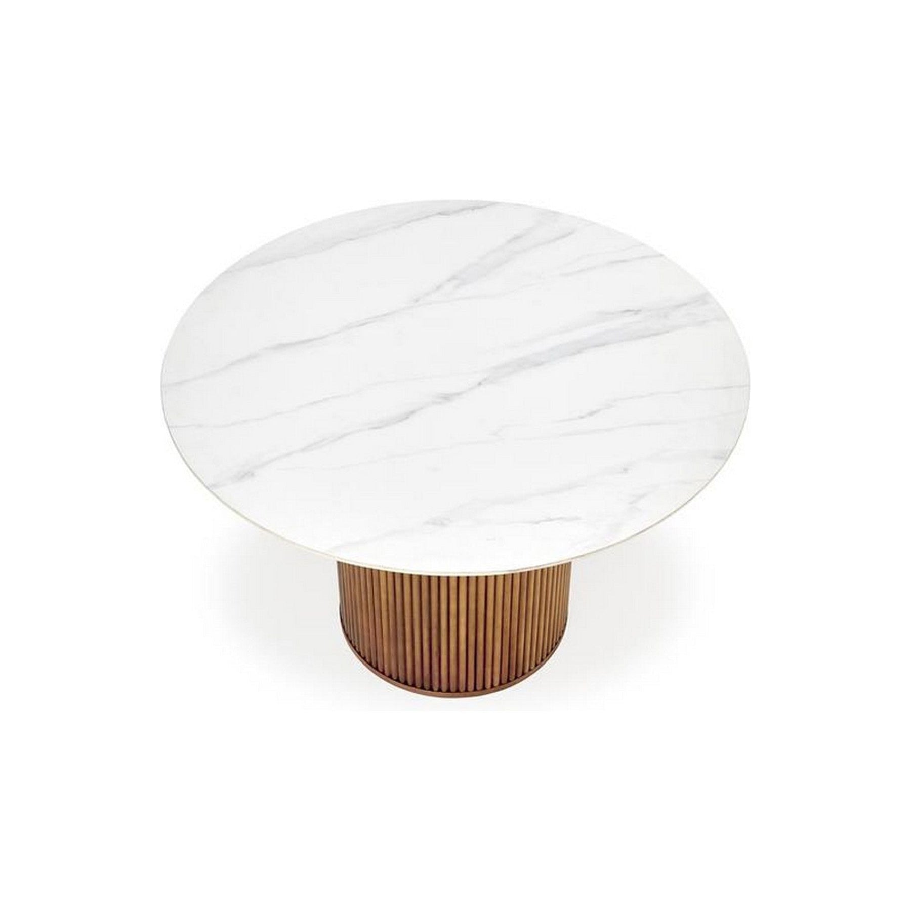 Masa rotunda BRUNO, marmura alba/nuc, 120x76 cm