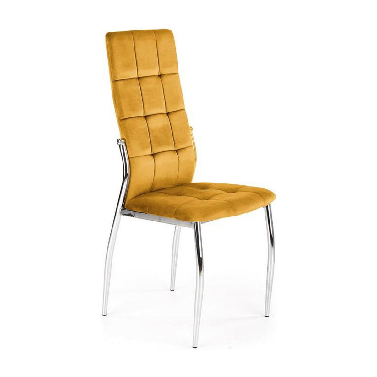 Scaun tapitat K416, galben, stofa catifelata, 43x54x101 cm