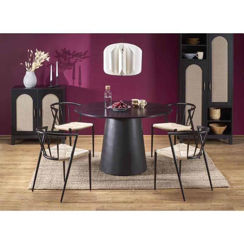 Masa rotunda GINTER, negru furniruit, 120x77 cm
