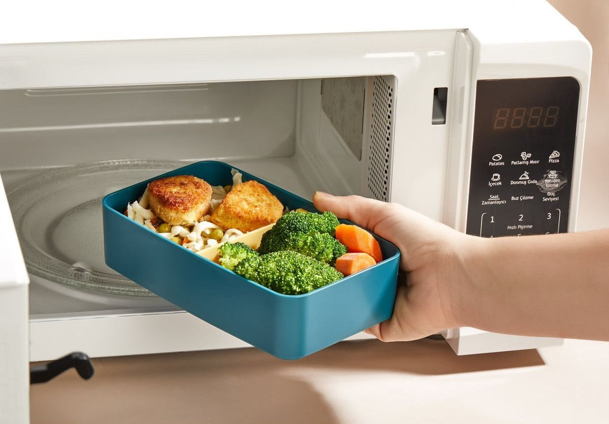 Set 2 cutii pranz EM-1003-P, albastru/galben, plastic, 19x11x5 cm