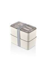 Set 2 cutii pranz EM-1003-G, gri/alb, plastic, 19x11x5 cm