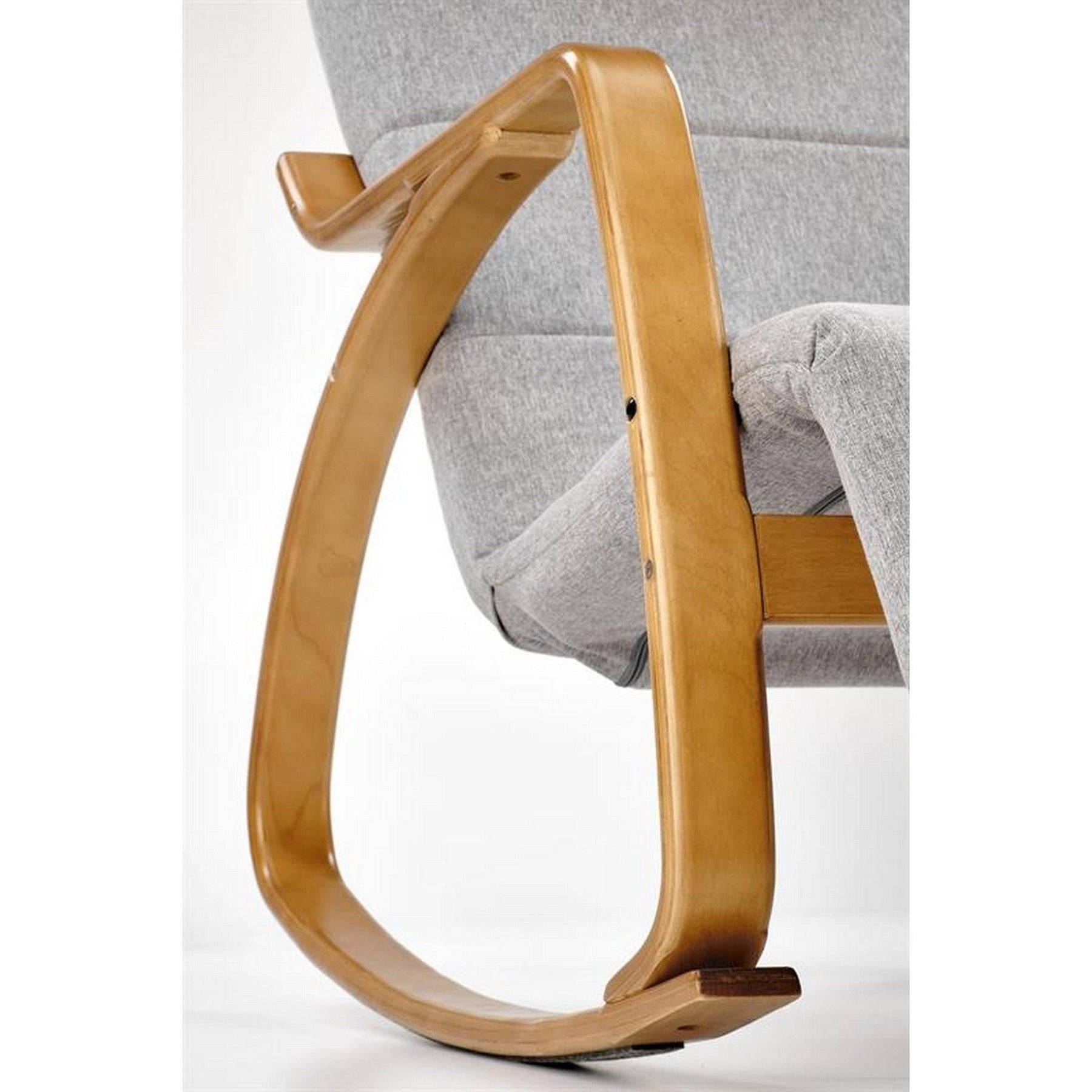 Fotoliu relaxare PRIME, gri, stofa/lemn masiv, 58x93x100 cm