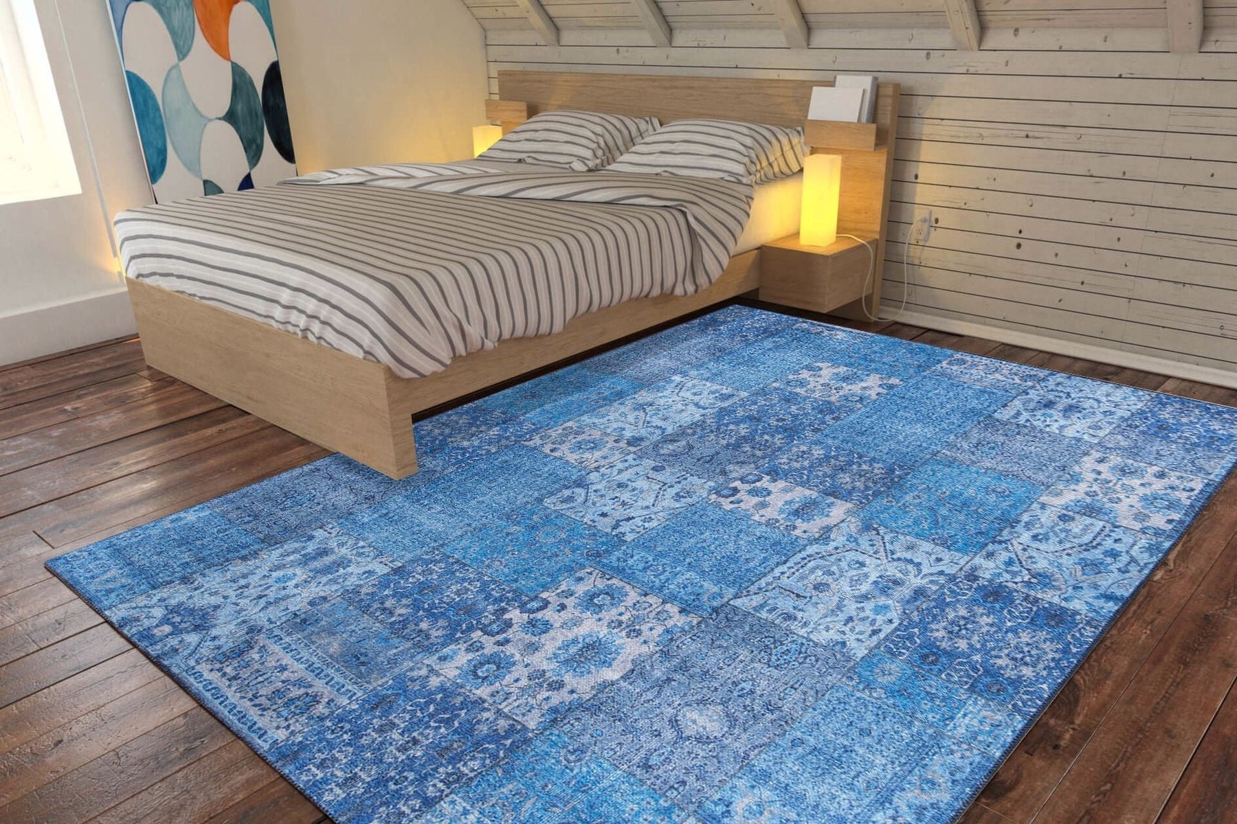 Covor JAZZ CHENILLE, 75x150 cm, forma dreptunghiulara, poliester, albastru, AL 325