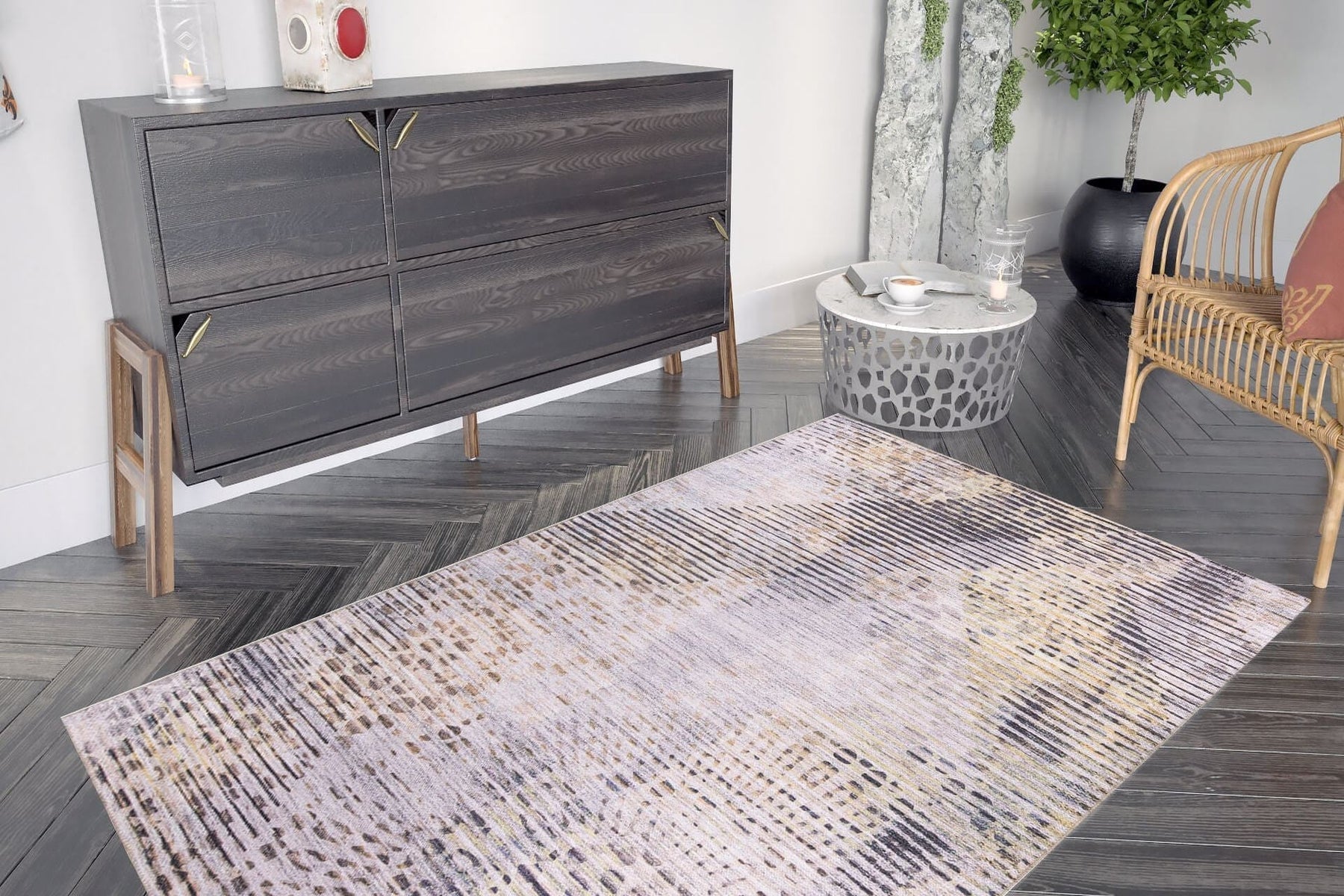 Covor DORIAN CHENILLE, 75x150 cm, forma dreptunghiulara, poliester, gri, AL 313