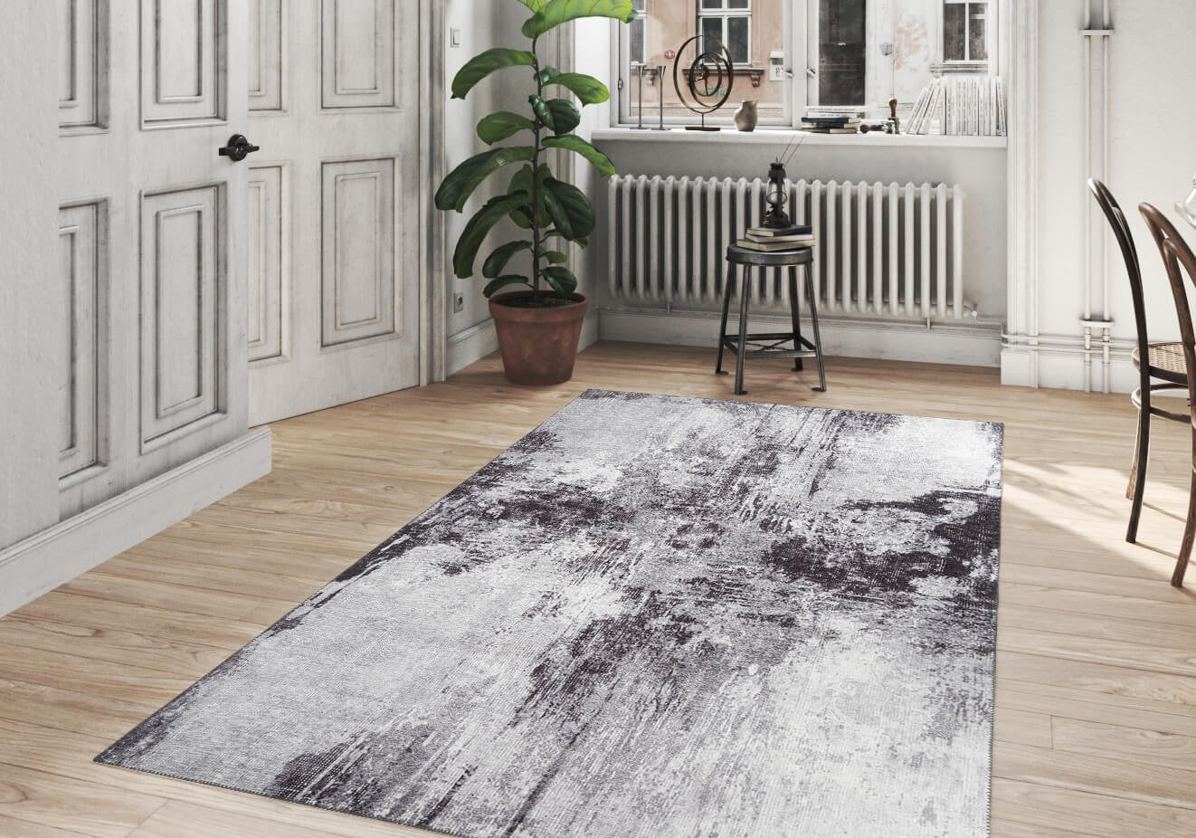 Covor FUNK CHENILLE, 75x150 cm, forma dreptunghiulara, poliester, gri, AL 278