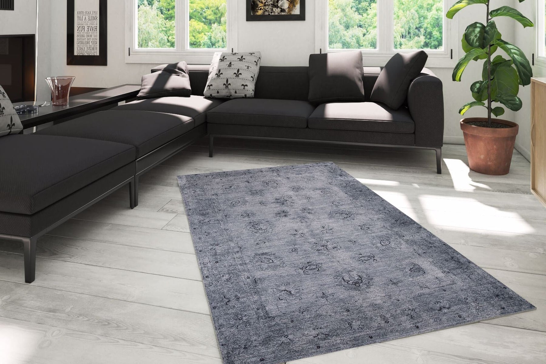 Covor DORIAN CHENILLE, 75x150 cm, forma dreptunghiulara, poliester, gri, AL 166