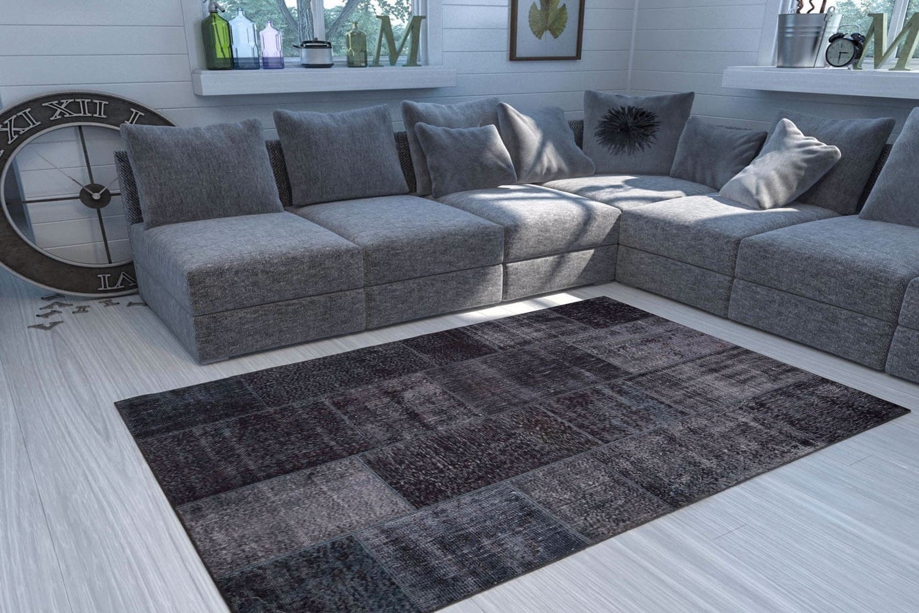 Covor JAZZ CHENILLE, 75x150 cm, forma dreptunghiulara, poliester, negru, AL 81