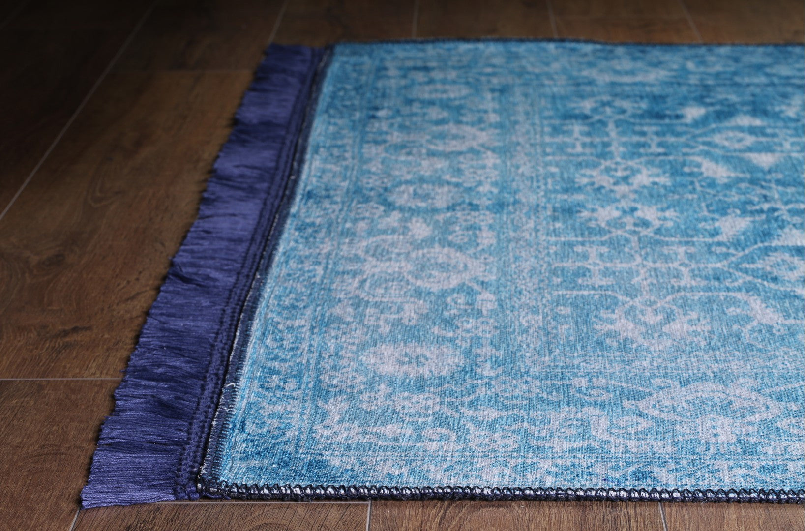 Covor FUSION CHENILLE, 75x150 cm, forma dreptunghiulara, poliester, albastru/alb, AL 135