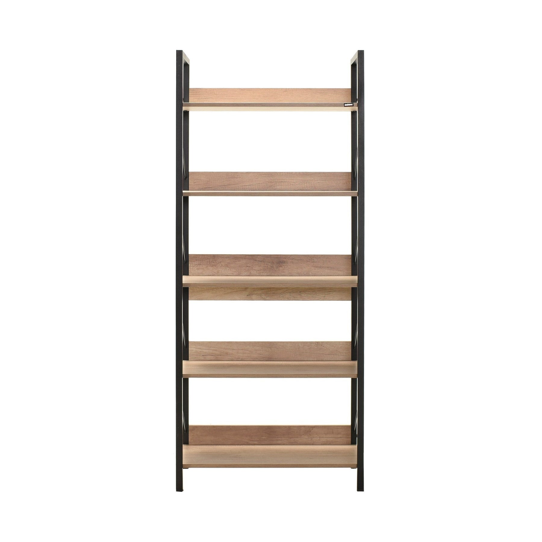 Biblioteca 479ADR1304, stejar/negru, PAL melaminat/metal, 73x35x172 cm