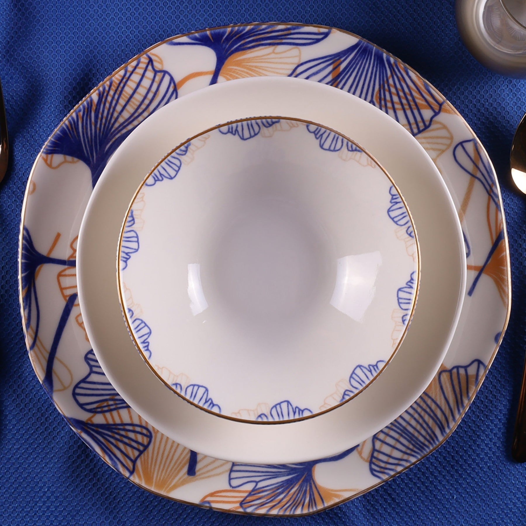 Set de cina ORG24DB1506, 24 piese, multicolor, portelan