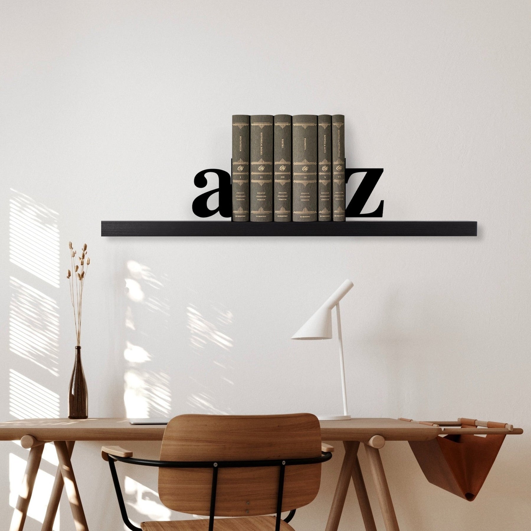 Suport carti KT-LETTER, negru, metal, 54x14x21 cm