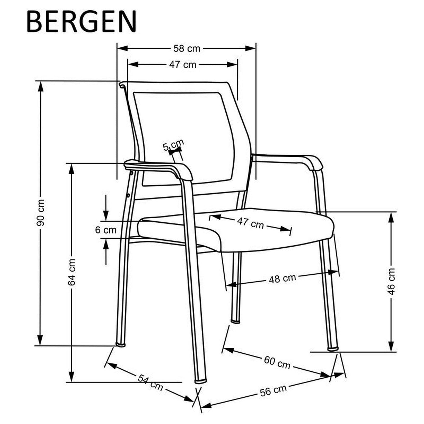 Scaun BERGEN, negru, stofa clasica, 90x50x60 cm