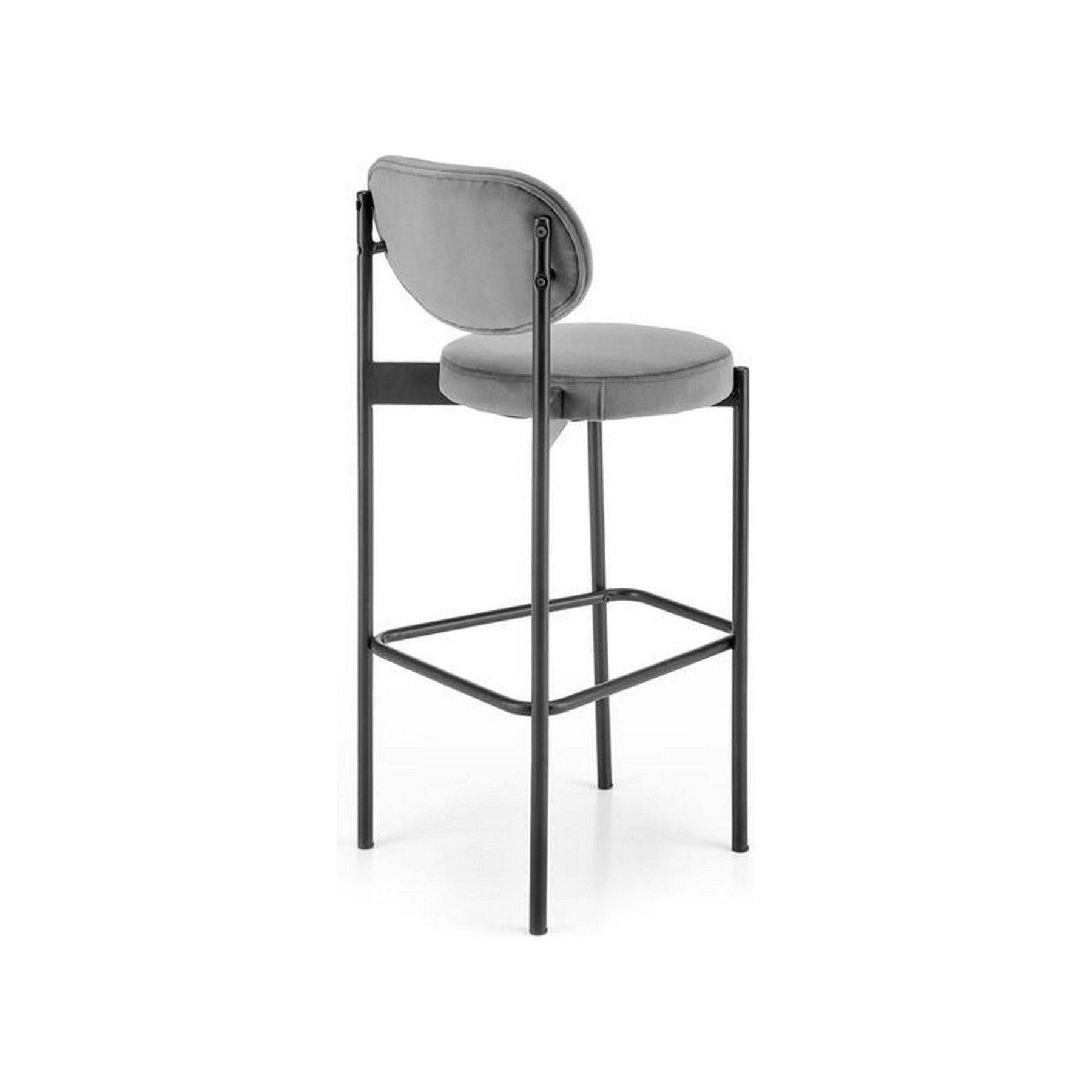 Scaun de bar H108, gri/negru, stofa catifelata, 42x48x92 cm