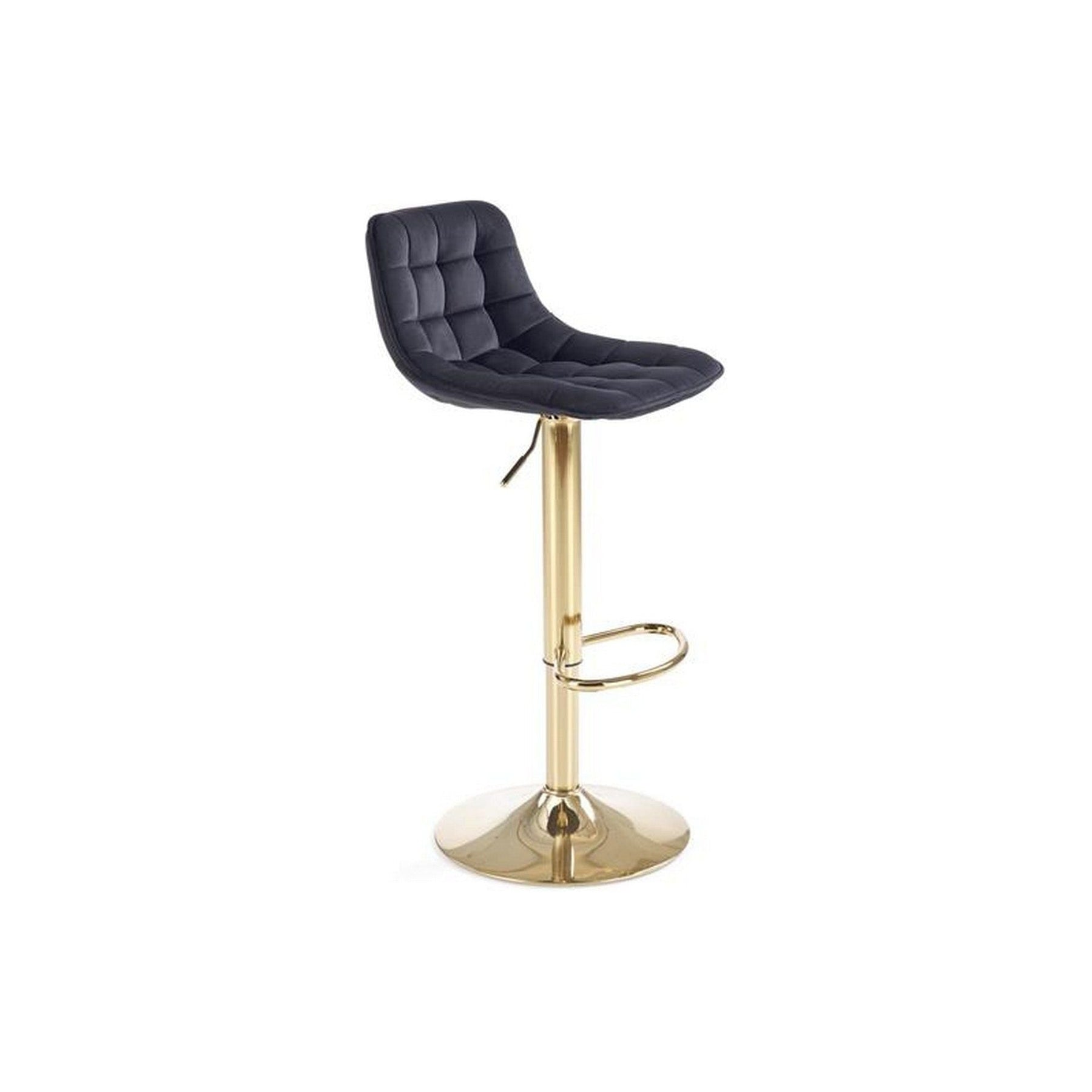 Scaun de bar H120, negru/auriu, stofa catifelata, 43x44x84 cm