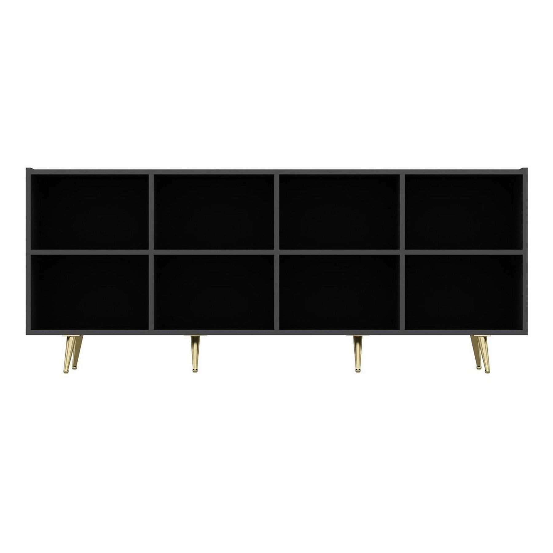 Comoda JOSE, gri antracit/auriu, PAL melaminat, 180x47x75 cm