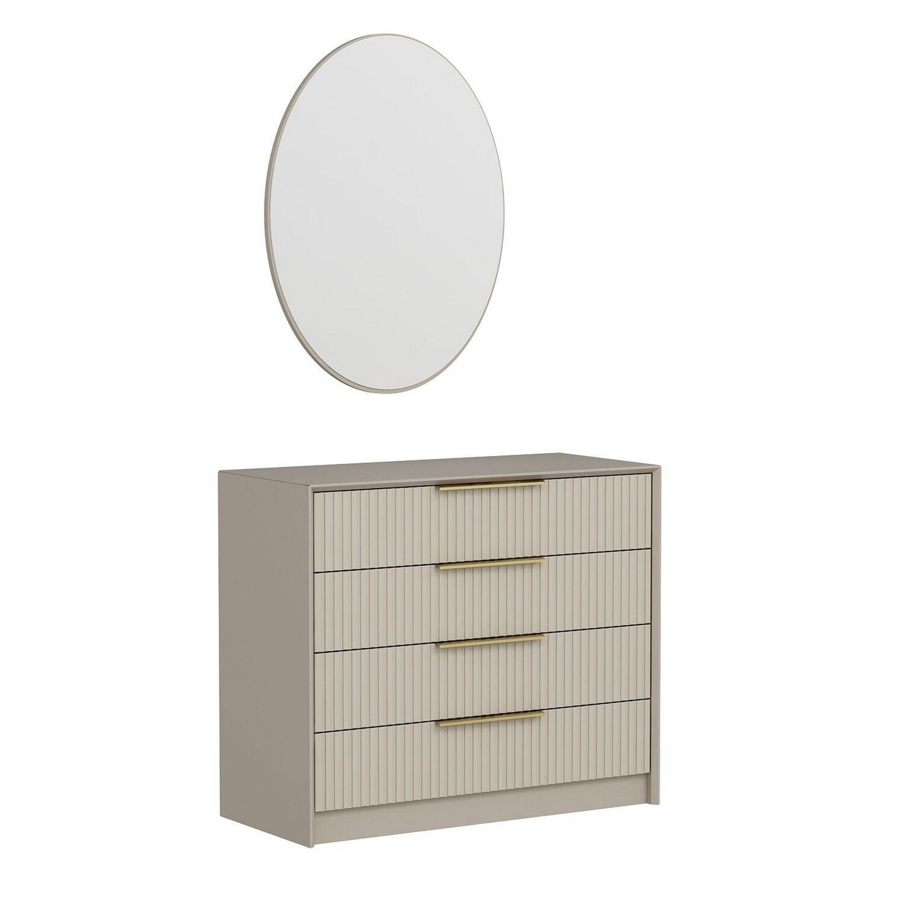 Set comoda si oglinda KALE LUXE 7940, bej, PAL melaminat