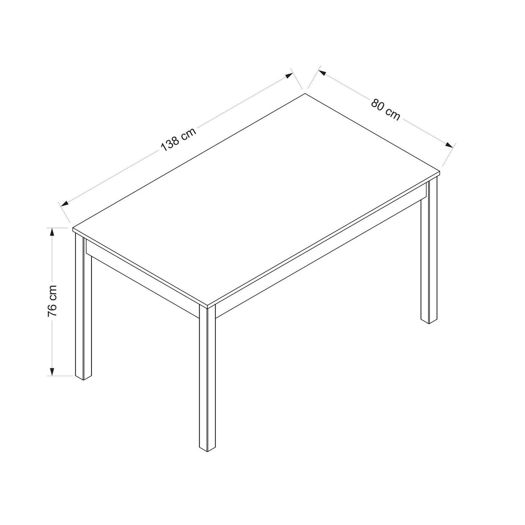 Masa ELEVATE, alb/negru, PAL melaminat, 138x80x76 cm