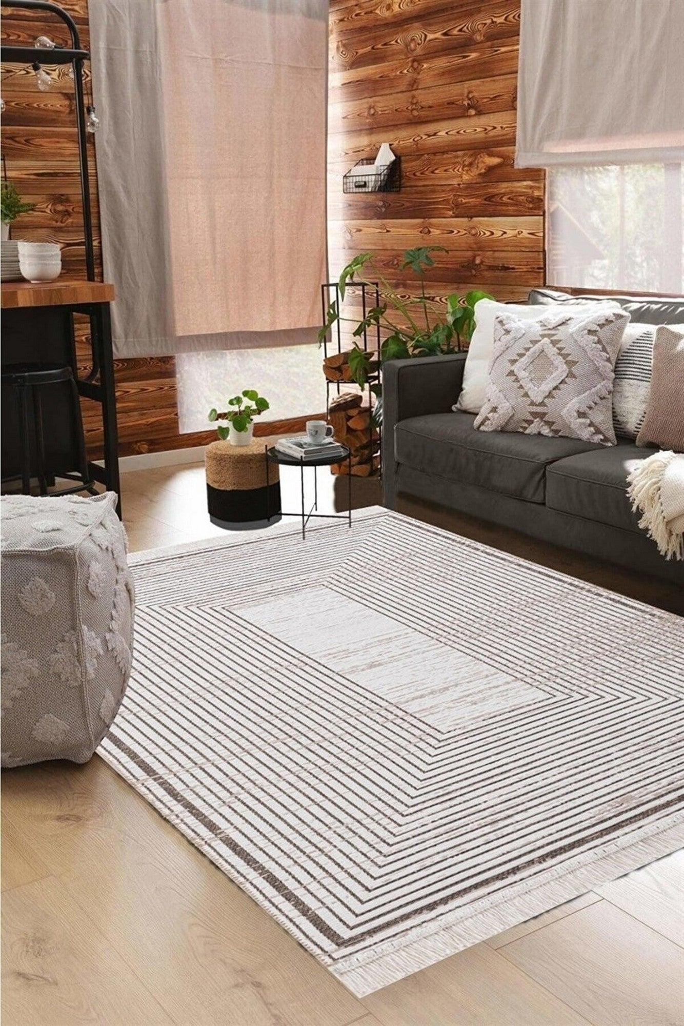 Covor 9983, 80x150 cm, forma dreptunghiulara, bumbac, bej