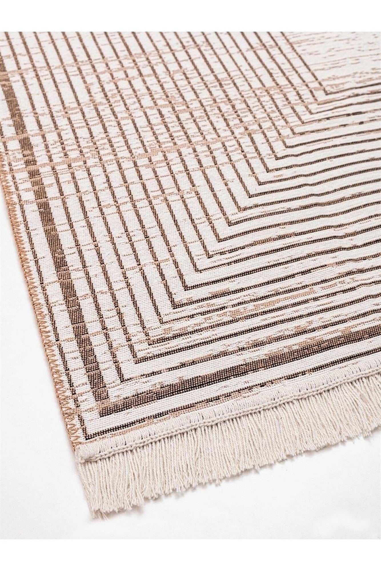 Covor 9983, 80x150 cm, forma dreptunghiulara, bumbac, bej