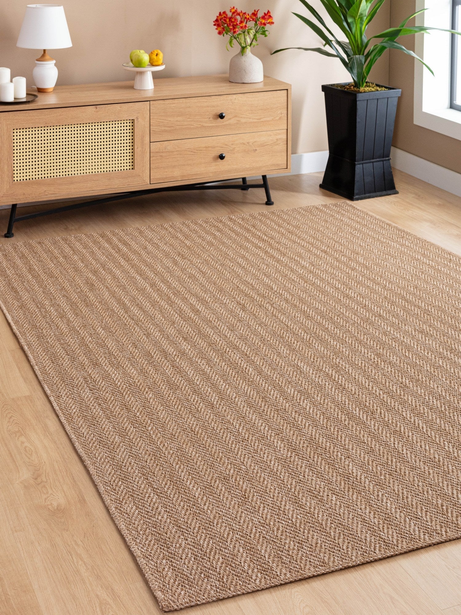 Covor 0503, 60x100 cm, forma dreptunghiulara, iuta, maro