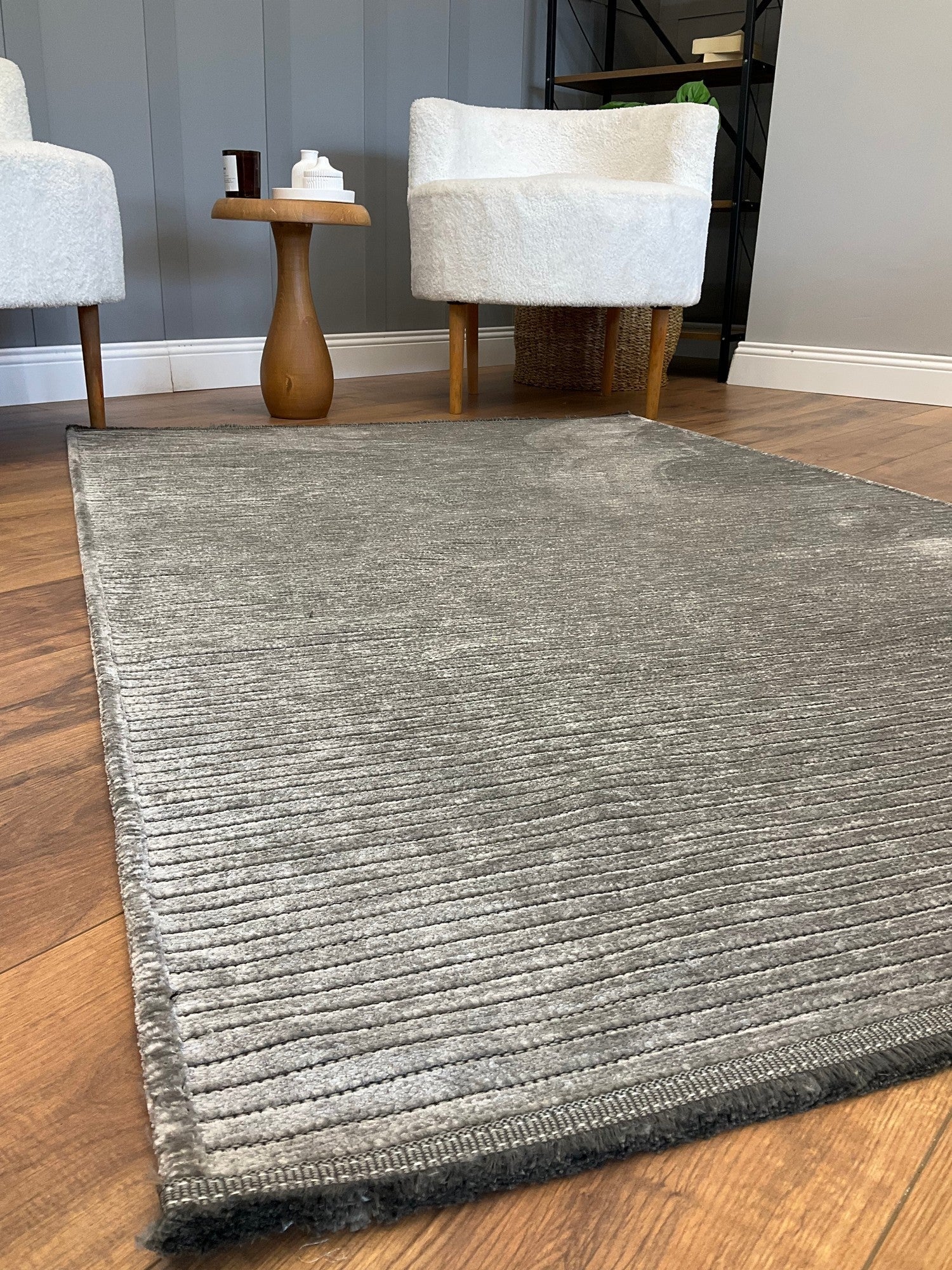 Covor 514SRZ2065, 80x150 cm, forma dreptunghiulara, material tesut, gri