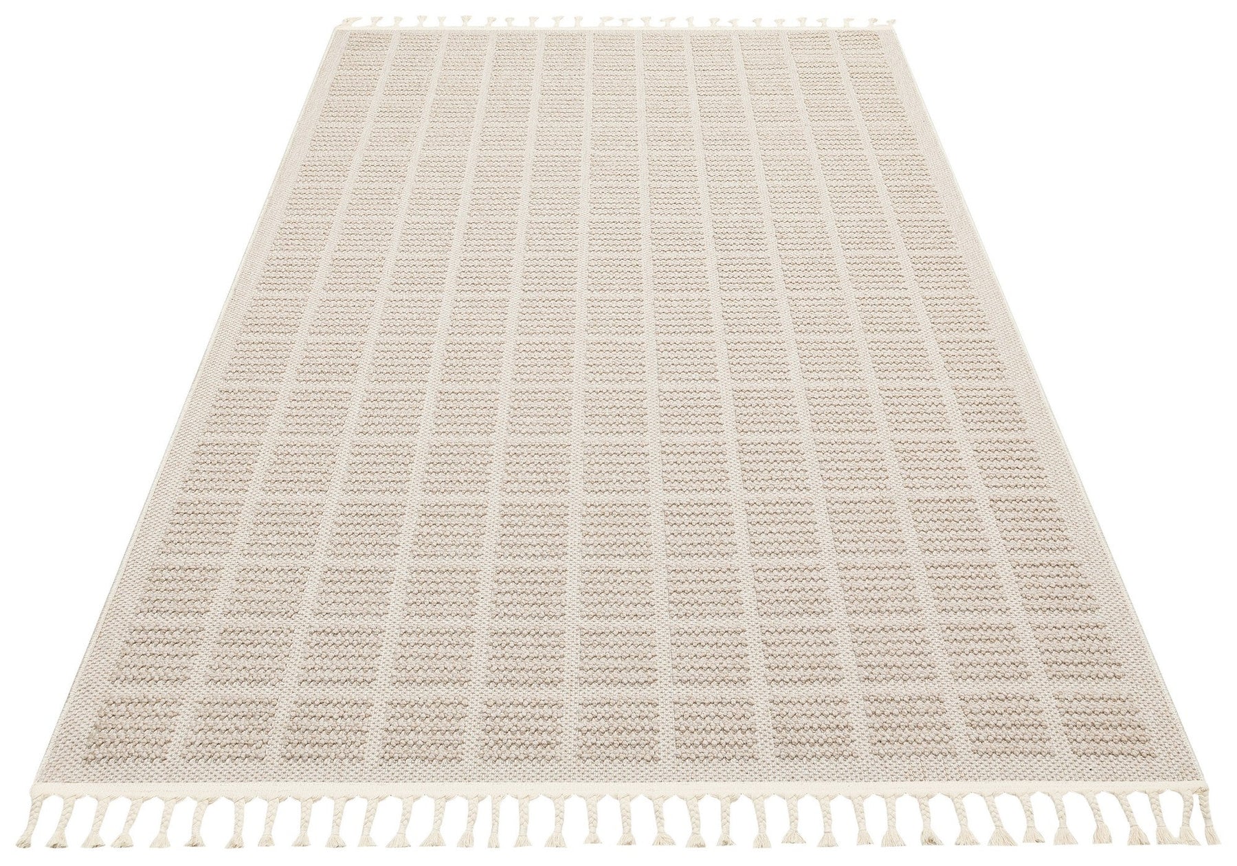 Covor YENI BUKLE KARE, 80x150 cm, forma dreptunghiulara, material tesut, bej