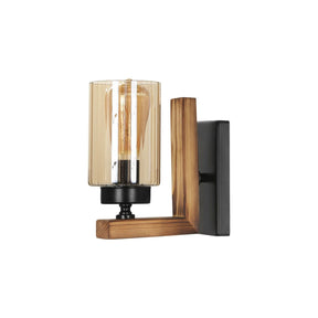 Lampa de perete Linda, lemn, negru, 19 cm