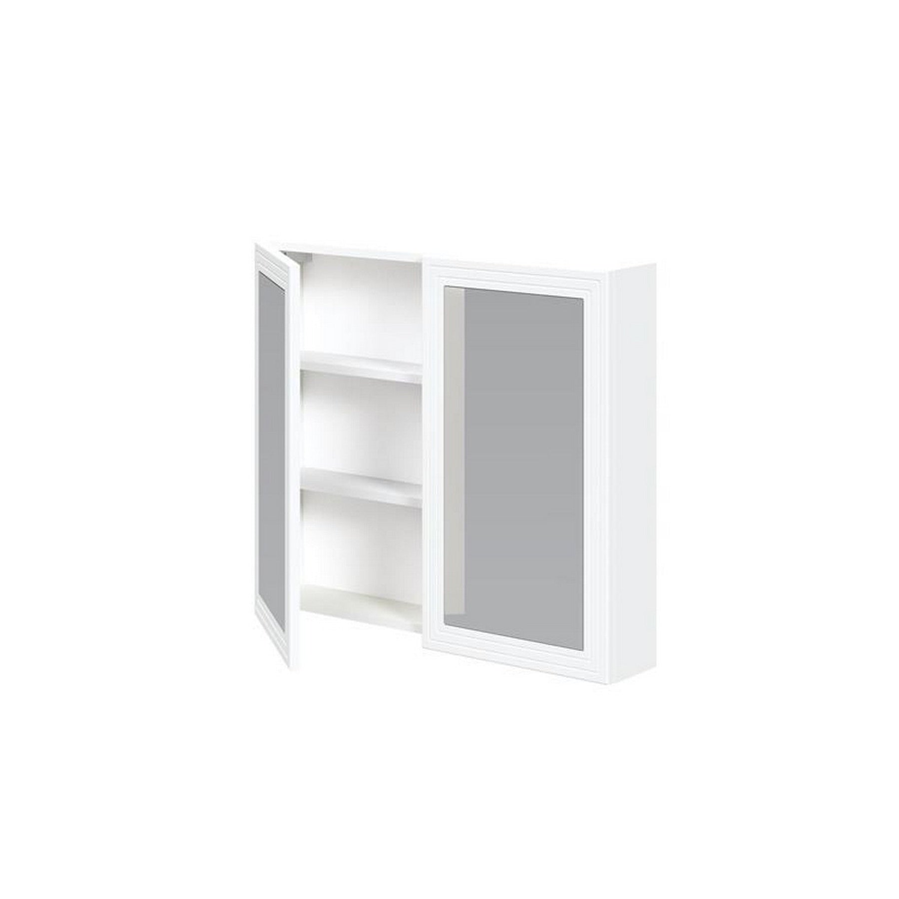 Dulap baie TORETO, alb mat, PAL laminat, cu oglinzi, 80x15x70 cm