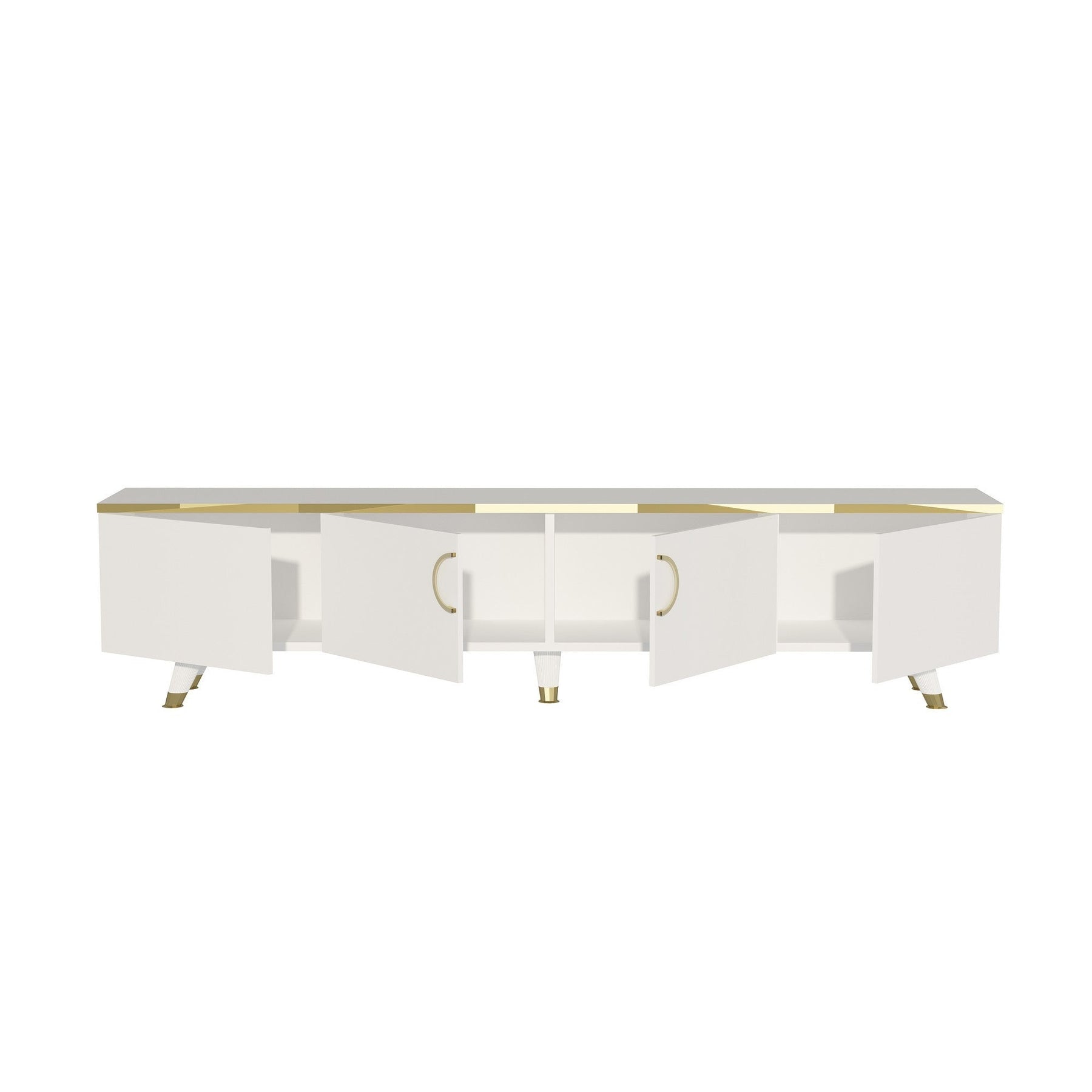 Comoda TV LUXIA, alb/auriu, PAL melaminat, 180x31x30 cm