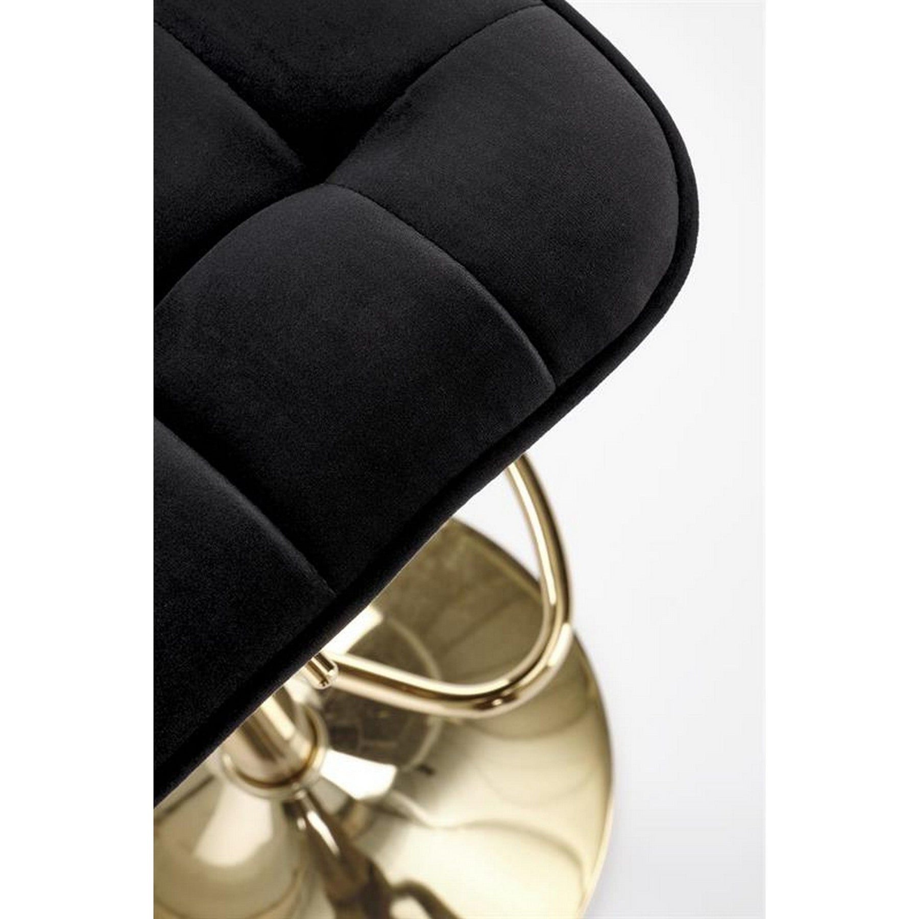 Scaun de bar H120, negru/auriu, stofa catifelata, 43x44x84 cm